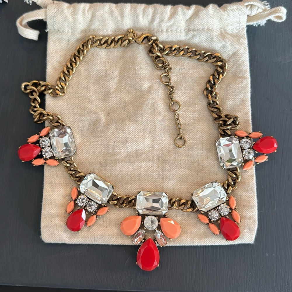 J.Crew Red and Orange Statement Necklace
